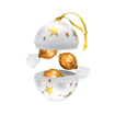 white promotional bauble containing three chocolate truffles