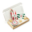 postal box filled with Christmas themed confectionery treats branded with a company logo