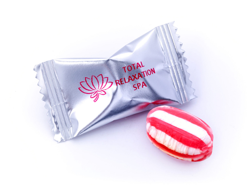 hard boiled fruit sweet in branded wrapper